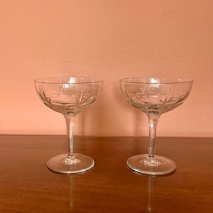 Vintage Pair Of Crystal Champagne /...