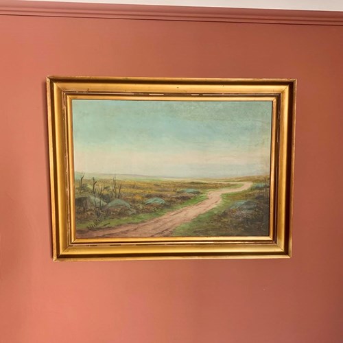 Gilt Framed Landscape Oil Painting Signed Hilda Walker / 2