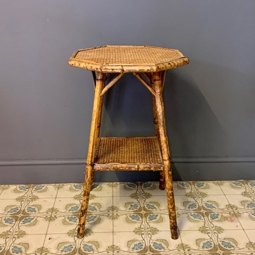 Vintage Bamboo Occasional Table In Hexagonal Shape