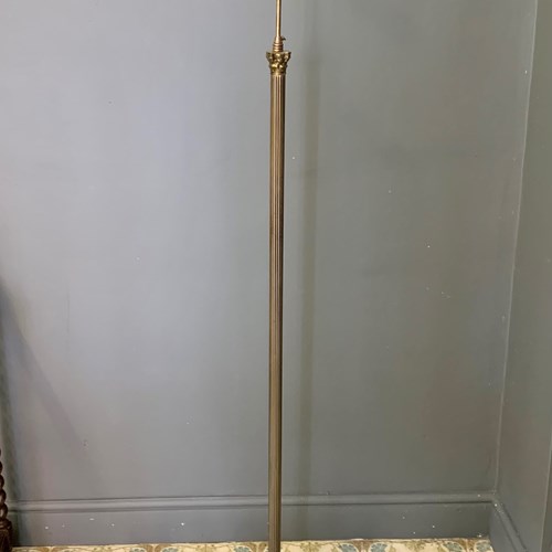 Vintage Reeded Brass Floor Lamp With Square Base