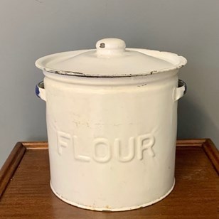 Enamelled Vintage Flour Tin With Li...