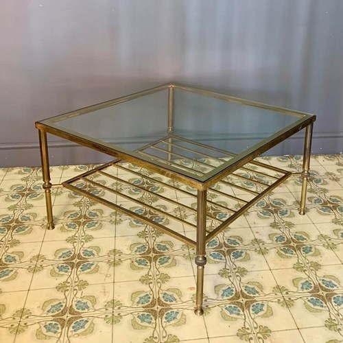 Neoclassical Style Square Brass Coffee Table 