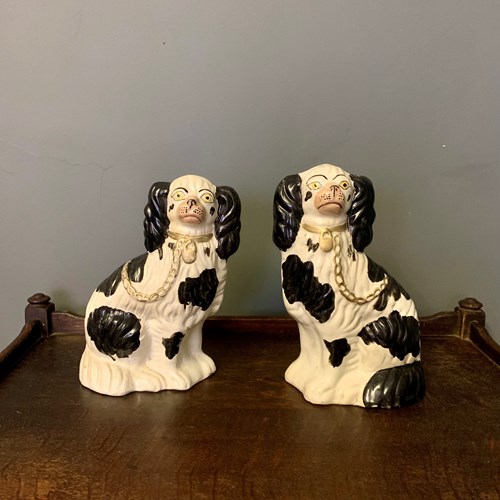 Pair Of Beswick Style Mantle Dogs With Black Detail