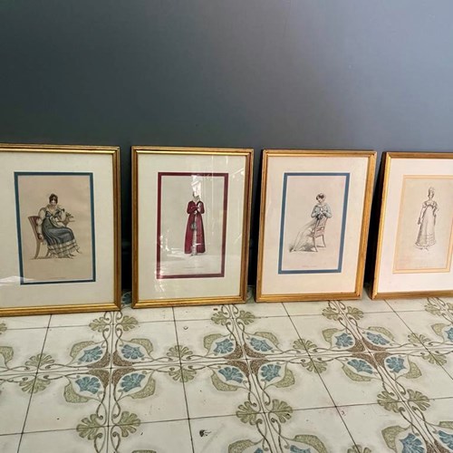 Collection Of 4 Framed Fashion Plates Prints By Rudolph Ackermann