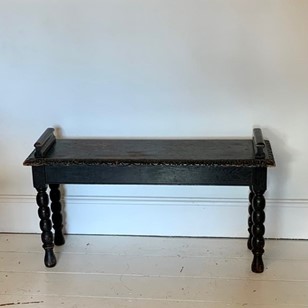 Antique Ebonised Wooden Bench With ...