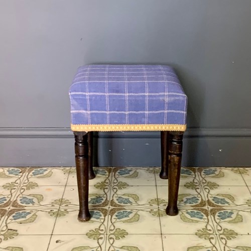 Small Antique Upholstered Stool / Footstool