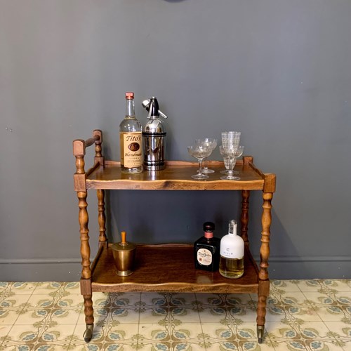 Vintage French Wooden Drinks / Occasional Trolley