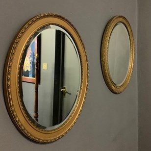 Pair Of Antique Gilt Framed Oval Wa...
