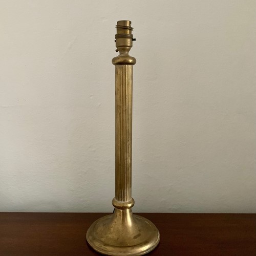 Tall Brass Reeded Table Lamp