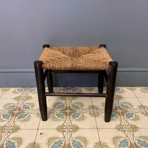 Small Vintage Woven Top Footstool / Stool