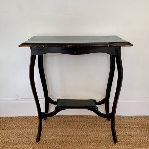 Ebonised Vintage Occasional Table With Shelf