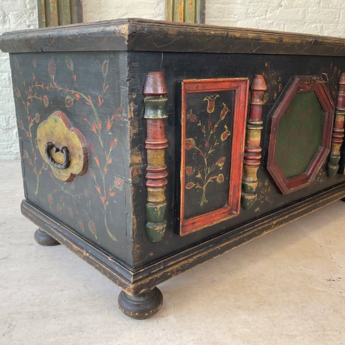 A 19Th Century Hand-Painted European Marriage Chest