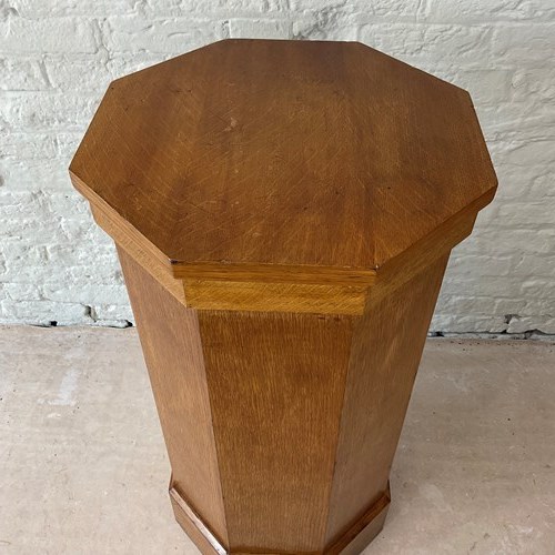 A Large Oak Pedestal Of Octagonal Form