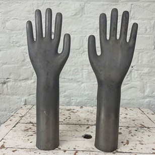 Pair Of Vintage Factory Metal Glove Moulds
