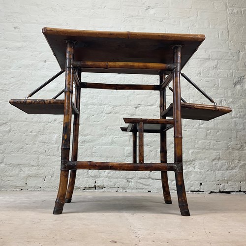 19Th Century Japanned Bamboo 3 Tiered Table