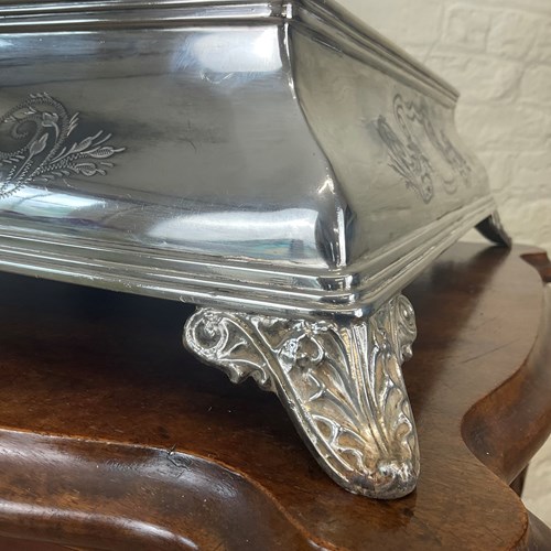 A French Late Victorian Silver Plated Beveled Mirror Top Cake Stand