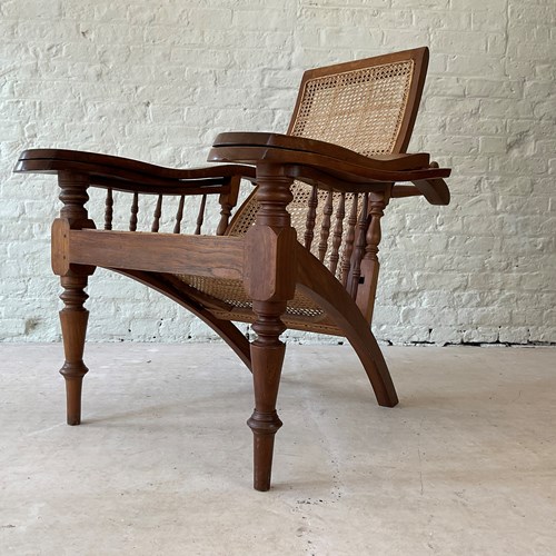 Antique 19Th Century Anglo Indian Teakwood Adjustable Planters Chair