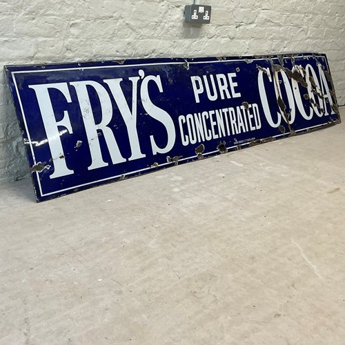 Huge Original Fry’S Cocoa Enamel Advertising Sign