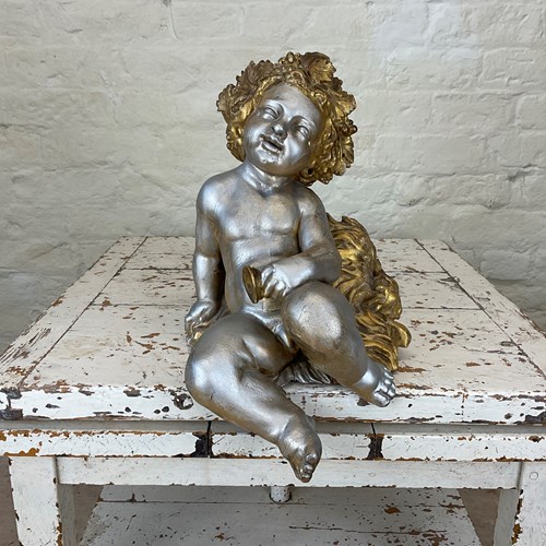 A Beautifully Carved & Gilded Figure Of A Bacchic Putto Circa 1890