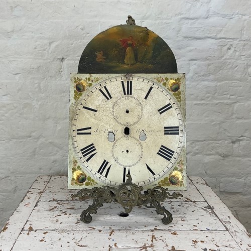 A Beautiful Antique Iron Hand Painted Grandfather Clock Dial