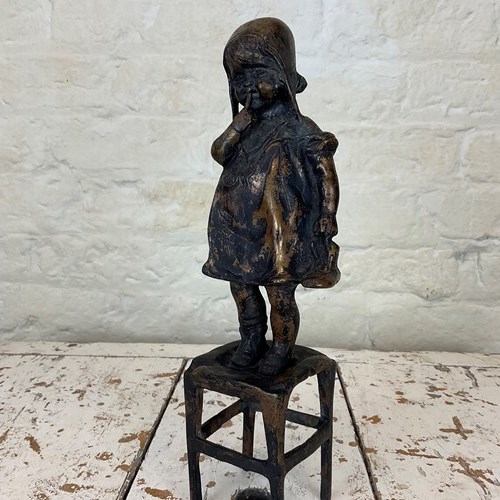 A Vintage Bronze Sculpture Of A Child Attributed To Juan Clara Ayats Circa 1950