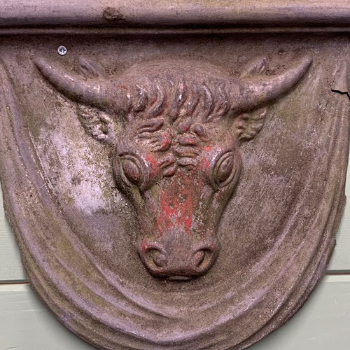 Rare 19Th C Zinc Butcher’S Shop Front Bulls Heads