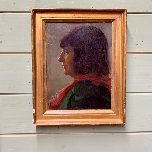 Bloomsbury School - Portrait Of A Lady In A Red Scarf