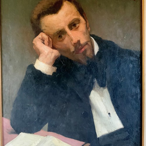French Oil On Canvas Portrait Of A Gentleman