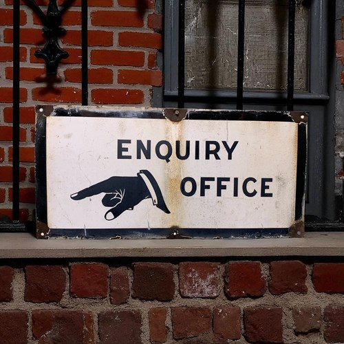 Good Original Enamel Sign - Enquiries