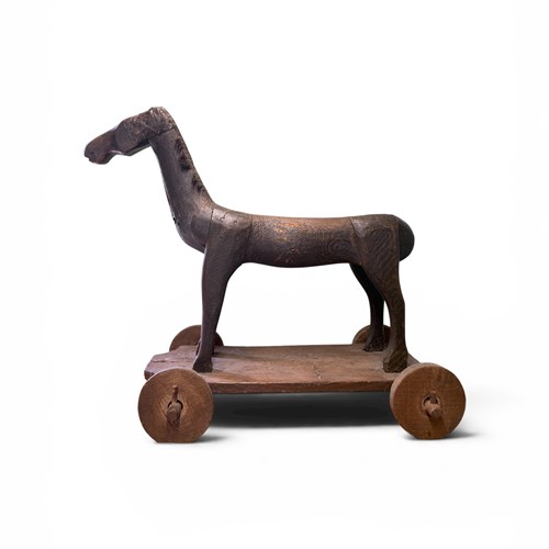 18Th Century Folk Art Naive Carved Model Of A Toy Horse
