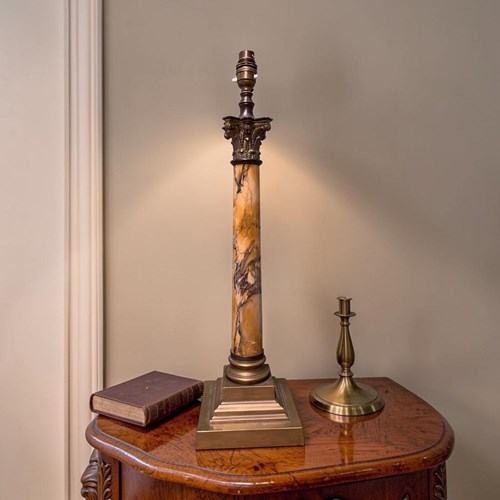 Large Mid Century Corinthian Column Table Lamp