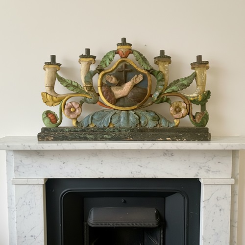 A Rare Early 18Th Century Italian Carved Candelabrum