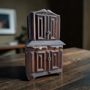 Rare French Tramp Art Table Cabinet...
