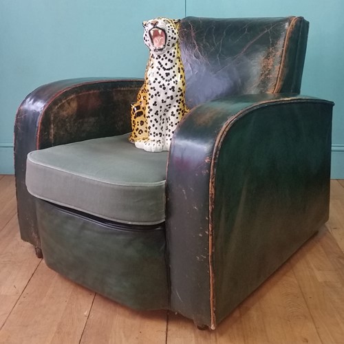 Antique leather club chair
