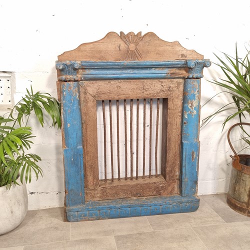 Antique Carved Wooden Temple Window Frame 