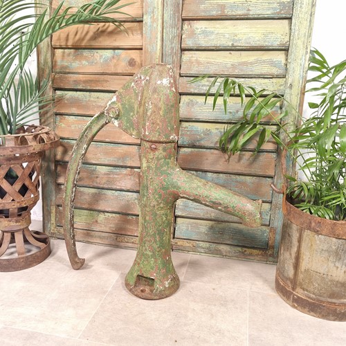 French Vintage Hand Water Pump Green 