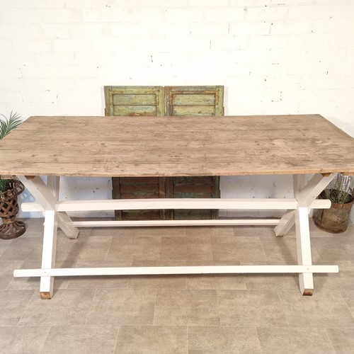 Vintage French Wooden Farmhouse X Frame Table