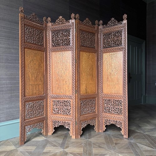'Calypso' Hardwood Carved Folding Screen 