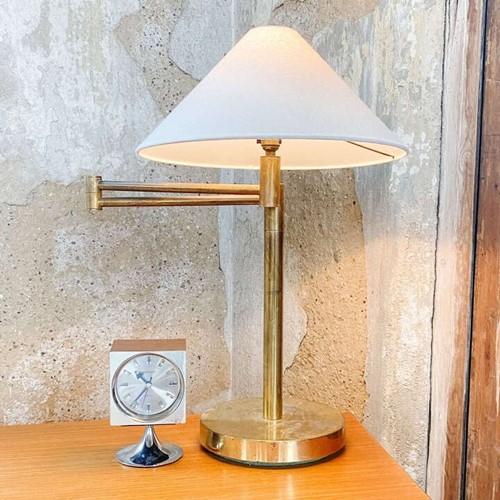 Vintage Brass Reading Lamp With Extendable Arm