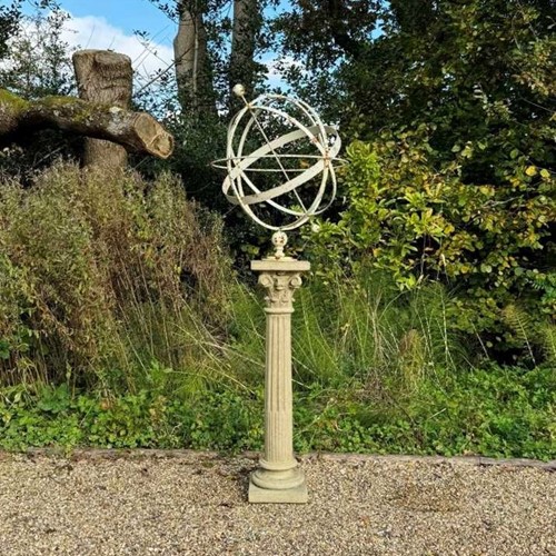 Decorative Armillary on Fluted Column