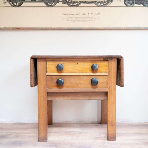 Antique Pine Side Table with Drop Leaves