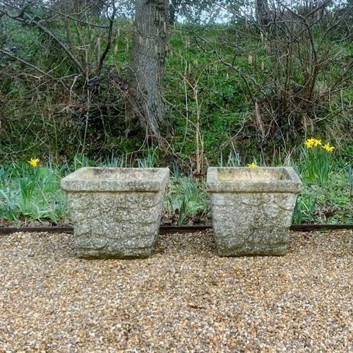 Pair of Faux-Stone Planters