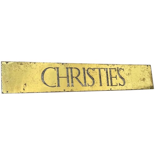 British Mid Century Large Brass Auction Plaque Sign Christie's