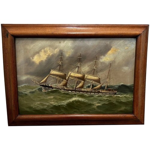 Marine Oil Painting Four Masted Iron Merchant Ship Colony By Thomas G Purvis