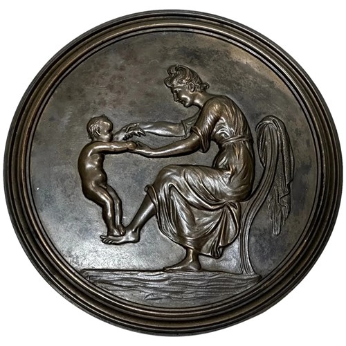 Antique Coalbrookdale Bronze Mother Holding Her Child Wall Sculpture