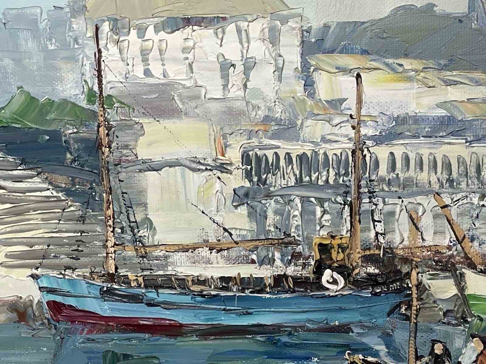 Marine Oil Painting Tall Ship Dutch Fishing Harbour By Bernhard Laarhoven -  The Hoarde Vintage