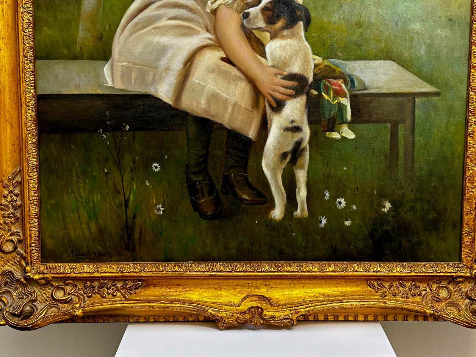 Oil painting-little girl hotsell and dog