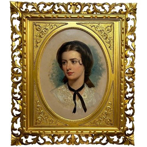 Victorian Oil Painting Portrait Lady Sarah Sophia Wood Née Clark By John Wood