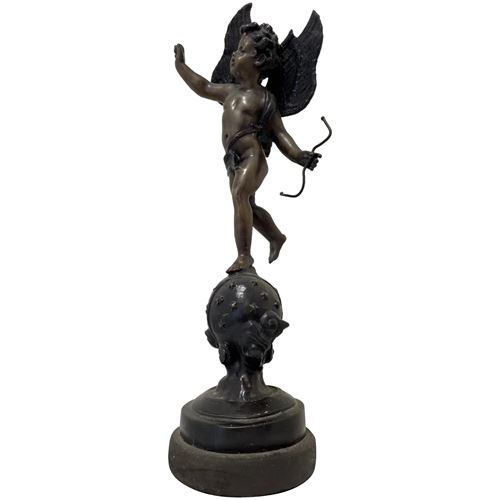 19Th Century Bronze Eros Cupid Archer Sculpture 