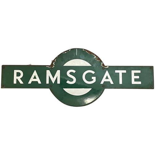 Enamel Southern Railway Target Sign Ramsgate Station